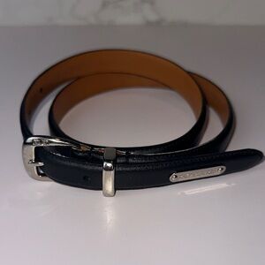 Black Leather Belt with Silver Buckle